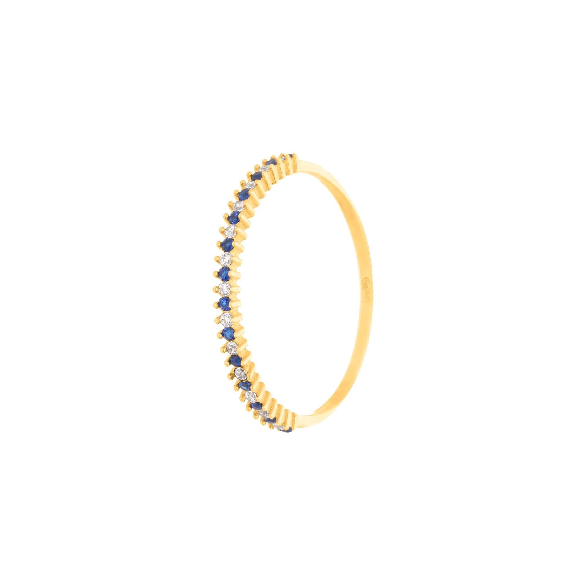 Suzan Gold Goldring 375er Gold Damenring – blaue & weiße Zirkonia, stapelba günstig online kaufen