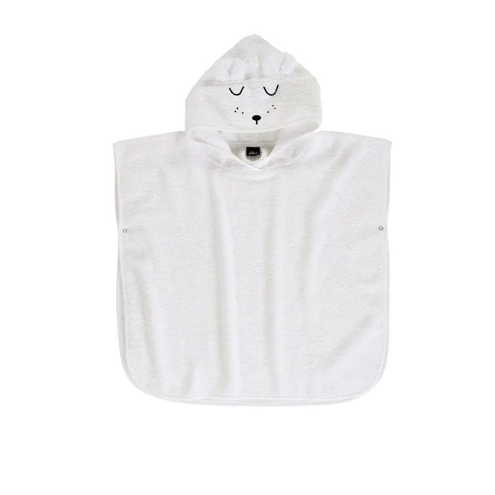 Alvi® Bademantel ALVI Bade-Poncho Faces weiß 60x60