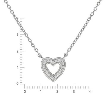 Zeeme Collierkettchen 925/- Sterling Silber rhodiniert Herz Zirkonia