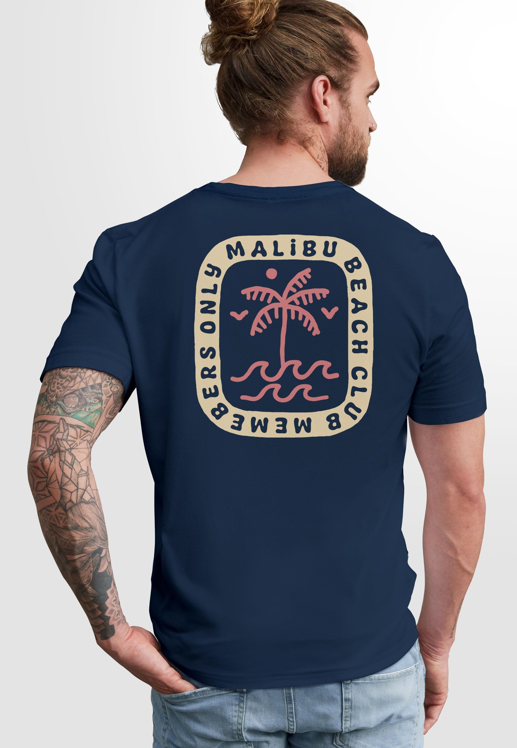 Neverless Print-Shirt Herren T-Shirt Backprint Surfer günstig online kaufen