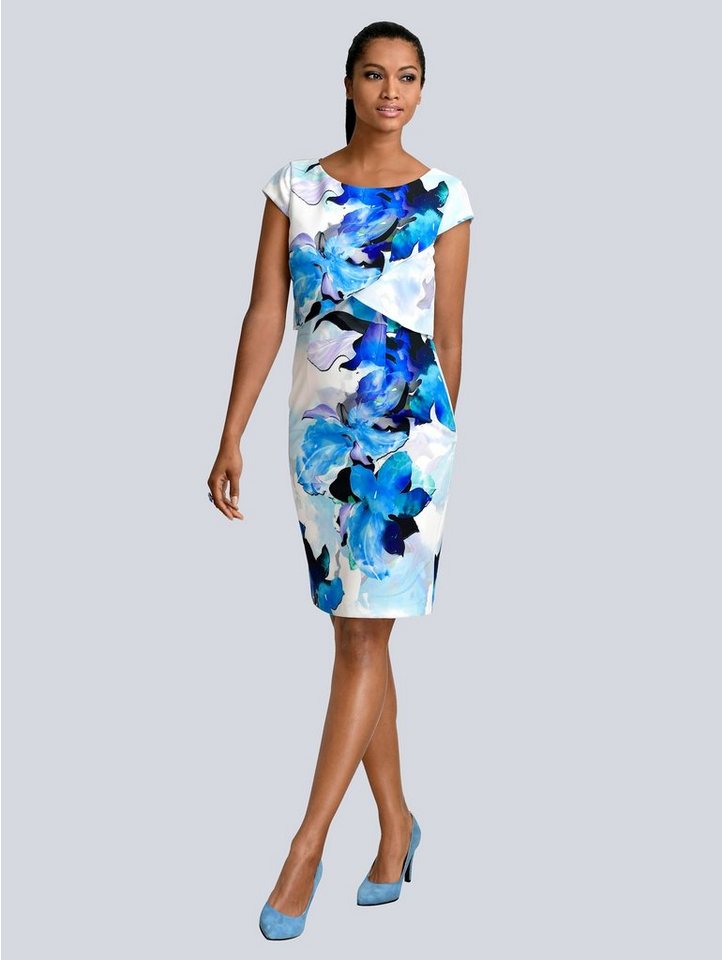 Alba Moda Kleid in floralem Print in blau