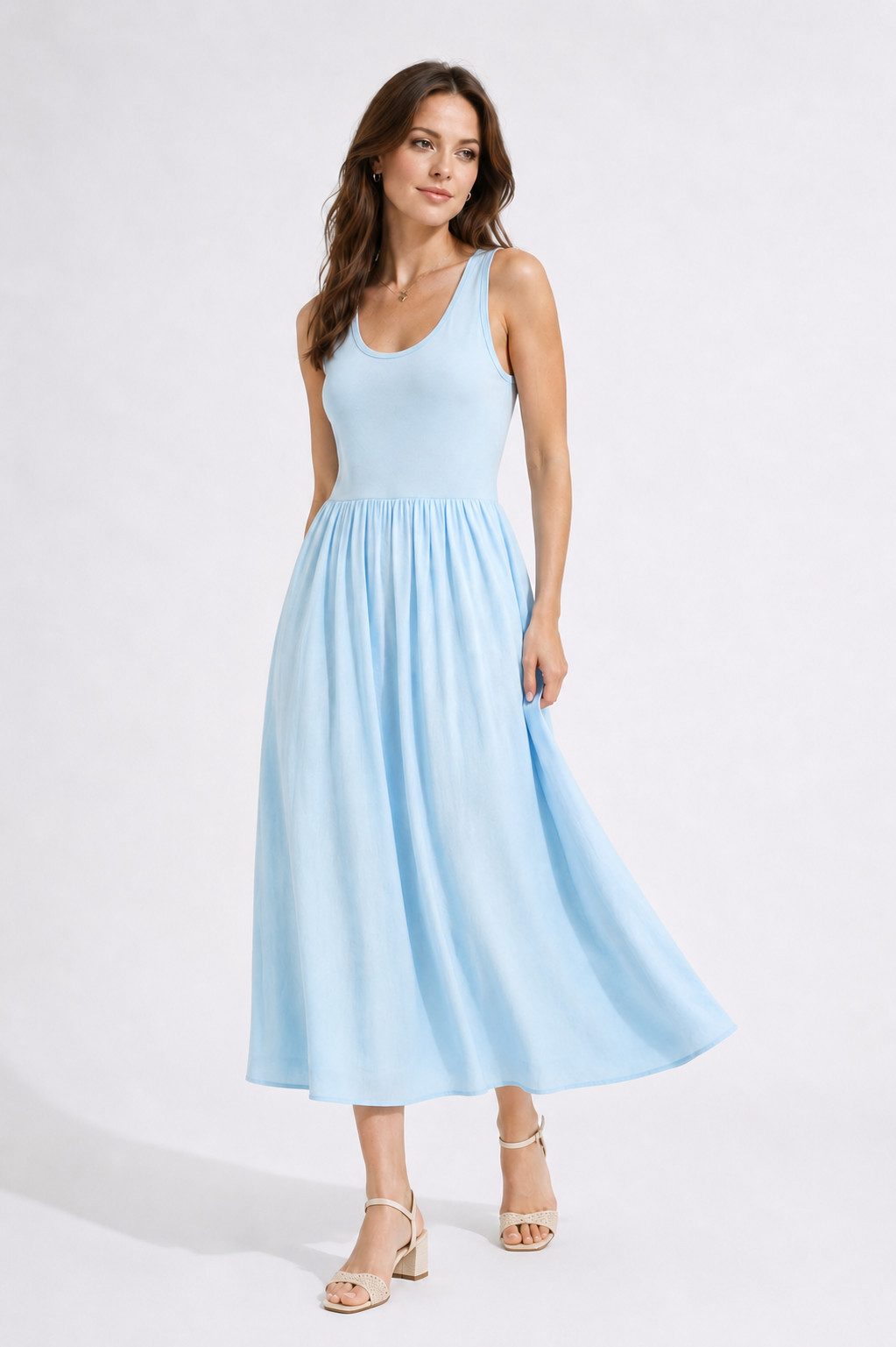 ITALY VIBES Sommerkleid - ärmelloses Kleid Damen - Midikleid - Jerseykleid - Strandkleid ONE SIZE / passend für Größe XS - L