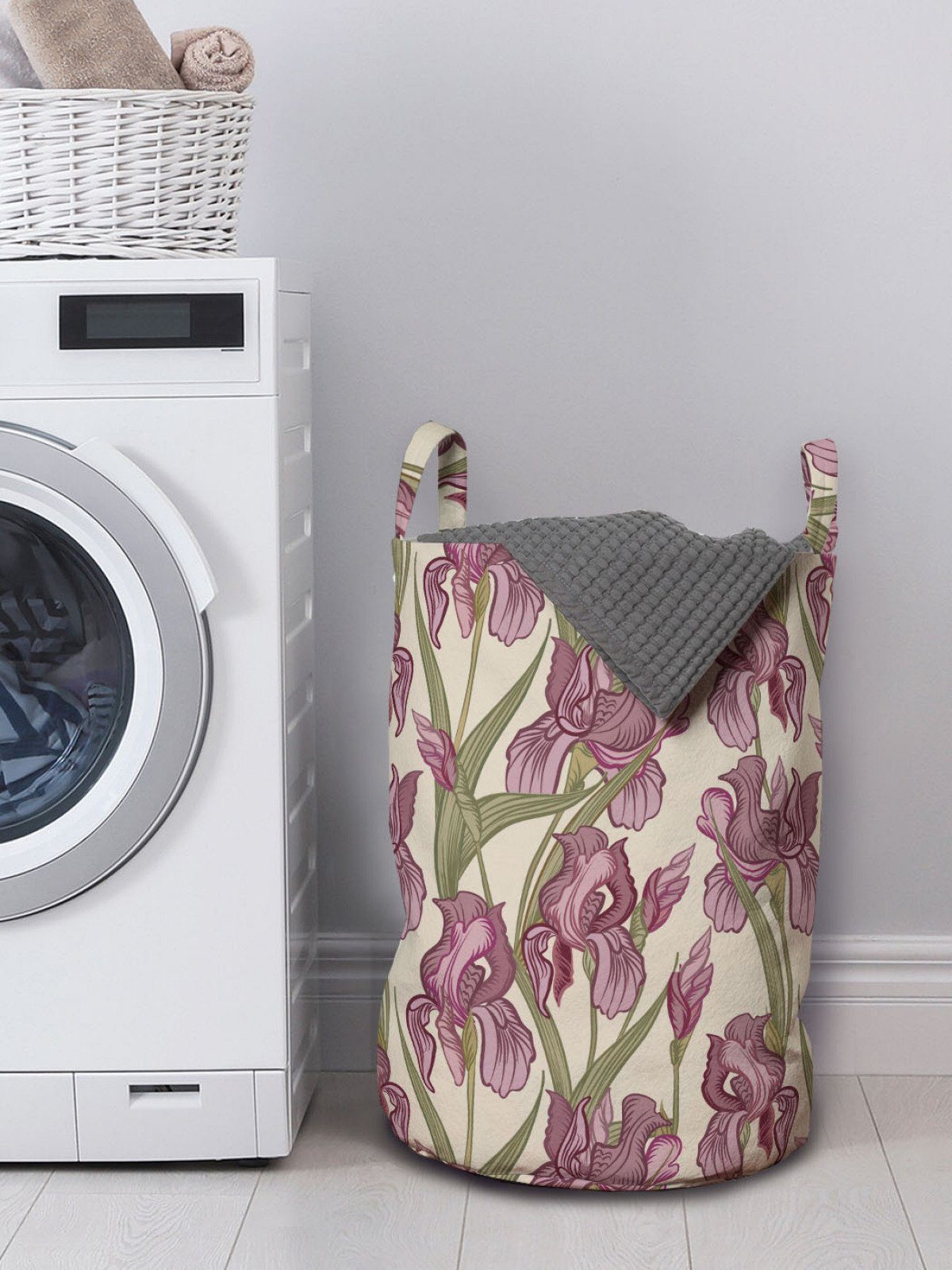 Pattern Kordelzugverschluss Wäschesäckchen Blühender Blume mit Abakuhaus Growth Wäschekorb Waschsalons, für Griffen
