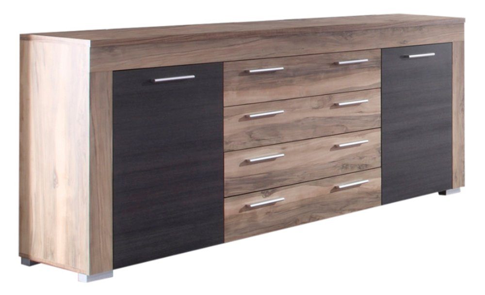 ebuy24 Sideboard Borak Sideboard 2 Türen und 4 Schubladen, Nussbaum (1 St)