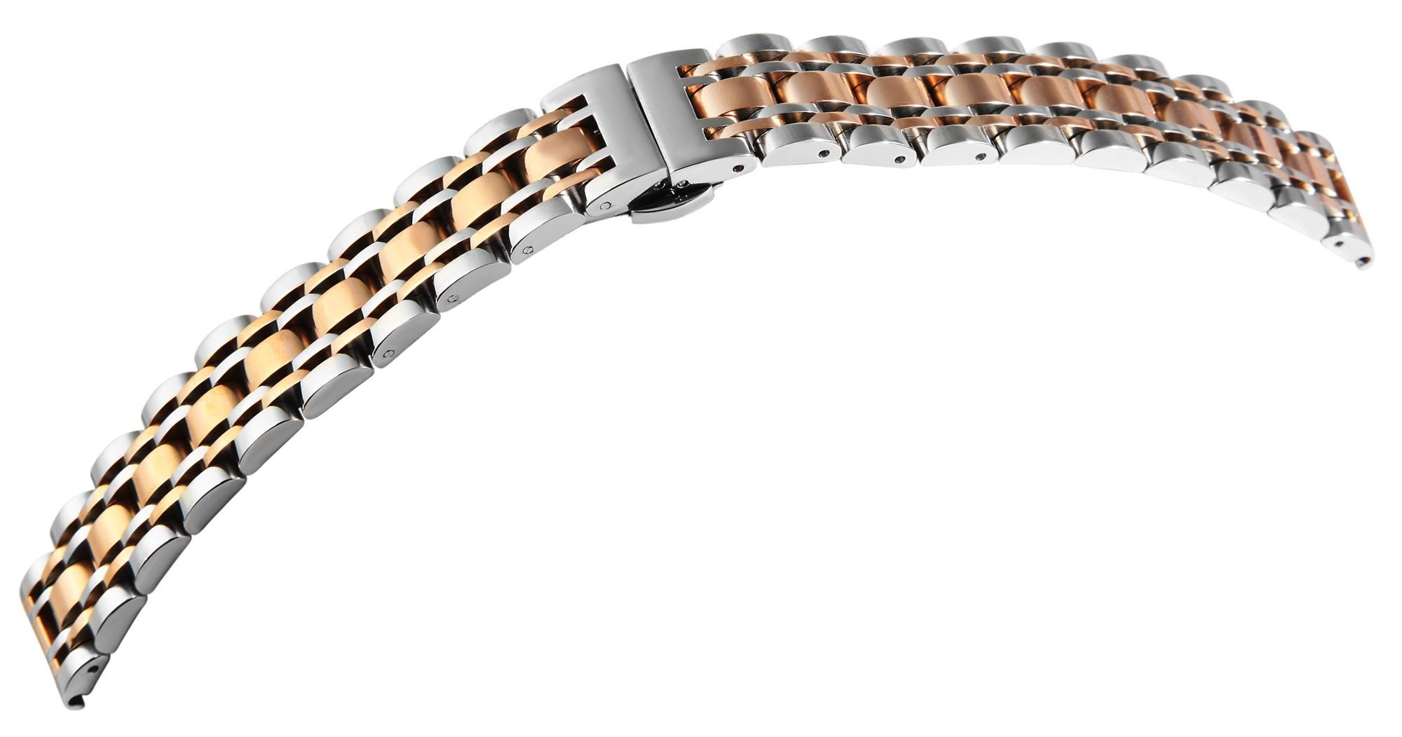 Engelhardt Uhrenarmband 8100142 Uhrenarmband silber/roségoldfarben Butterfly-Faltschließe