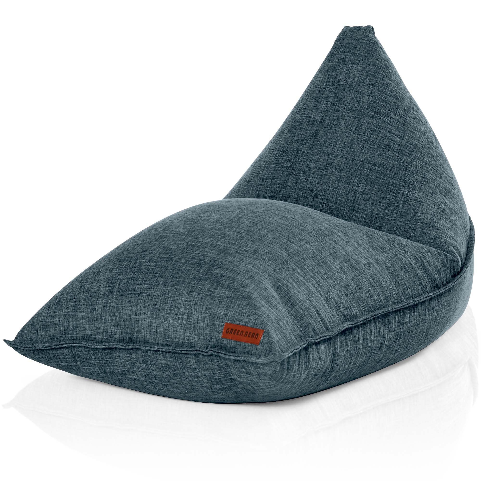 Green Bean Sitzsack Triangle (Indoor XXL Sitzsack 150x100x100cm mit EPS-Perlen Füllung -, Kuschelig Weich Waschbar), Bodenkissen Liegekissen Sitzkissen Chillkissen Liegekissen Blau