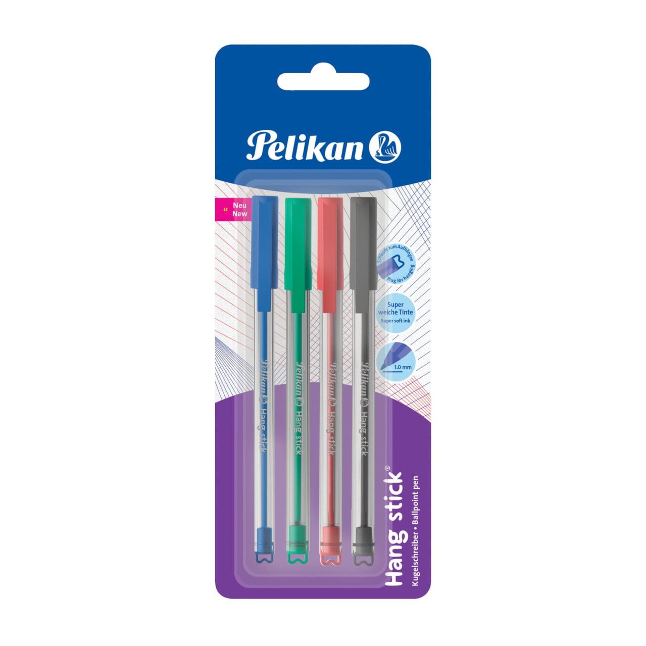 Pelikan Collegeblock Pelikan Kugelschreiber Hang Stick 4 Farben