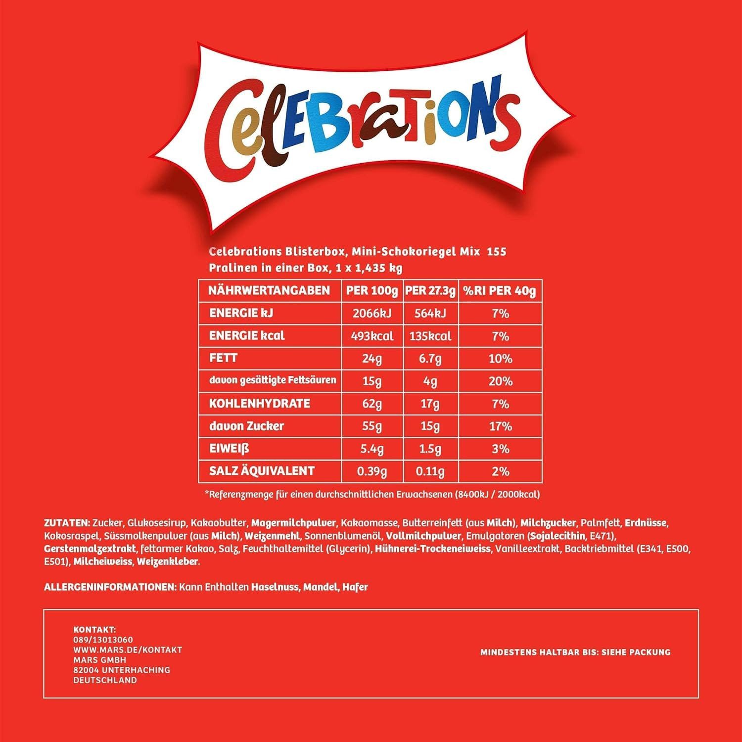 Mars GmbH Süßigkeit CELEBRATIONS 3x 1,435kg, Mini Schokoriegel, Mars, Snickers, Twix, Schokolade