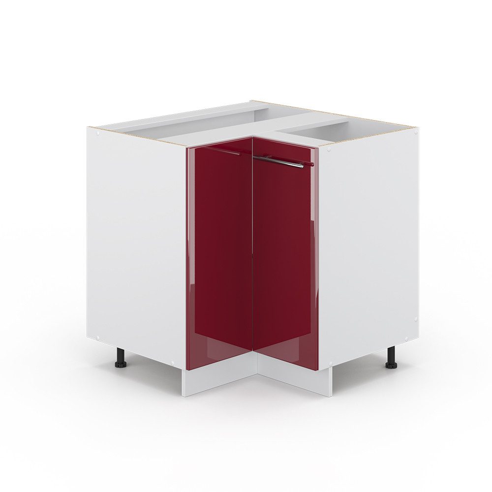 Vicco Eckunterschrank Fame-Line, Bordeaux Hochglanz/Weiß, 80.5 cm ohne Arbeitsplatte