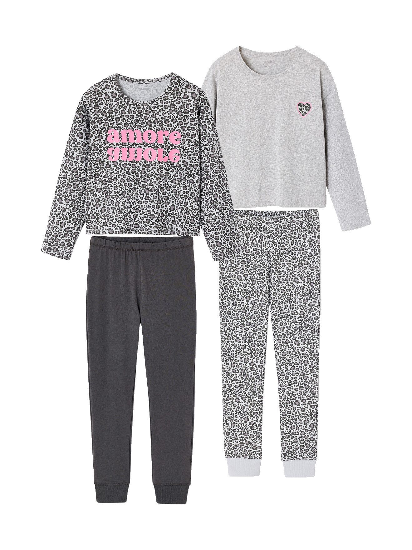 jonen Schlafanzug 2er-Set Schlafanzüge, Crop-Top-Form AMORE Mädchen