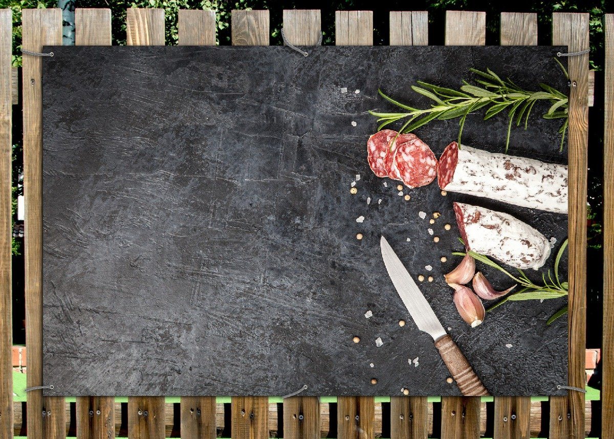 Thumbnail - Wallario Sichtschutzzaunmatten Salami, Rosmarin und Knoblauch