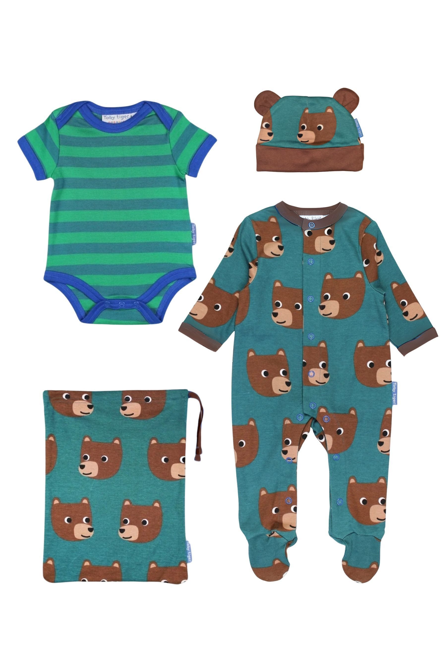 Toby Tiger Strampler Geschenkset mit Bären Print