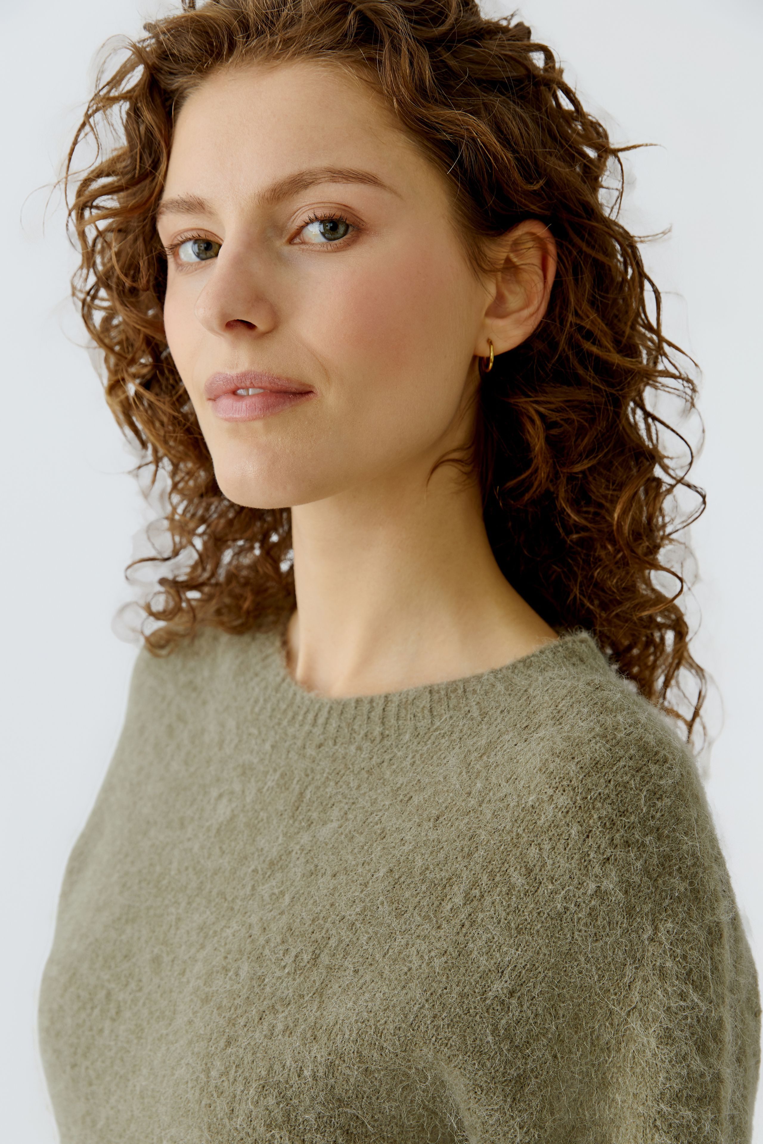 Oui Strickpullover Oui seamless gestrickter Pullover - green garden (1-tlg)