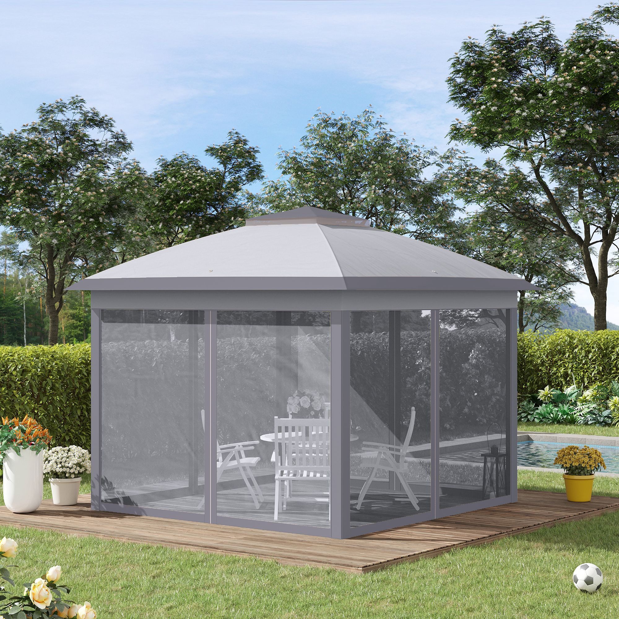 Outsunny Faltpavillon 3,3x3,3m, wasserabweisend Winterfest, mit günstig online kaufen