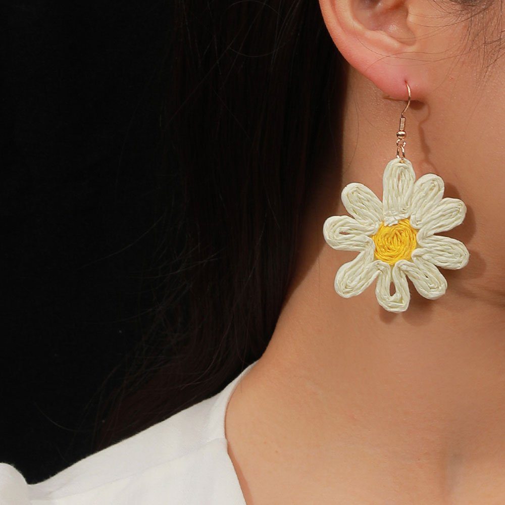Bohemian-Stil Blumen-Ohrringe Ohrhänger im Paar Paar Holiday Ohrringe Damenschmuck AUzzO~ Weiß