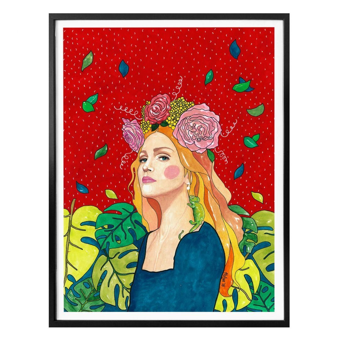 K&L Wall Art Poster Poster Hülya kraftvolles Portrait Sommer Frau Madonna, Wohnzimmer Wandbild modern