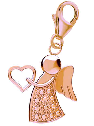 Goldene Hufeisen Charm Engel Engel Karabiner Charm Anhänger für Bettelarmband 925 Silber (inkl. Etui), für Gliederarmband oder Halskette