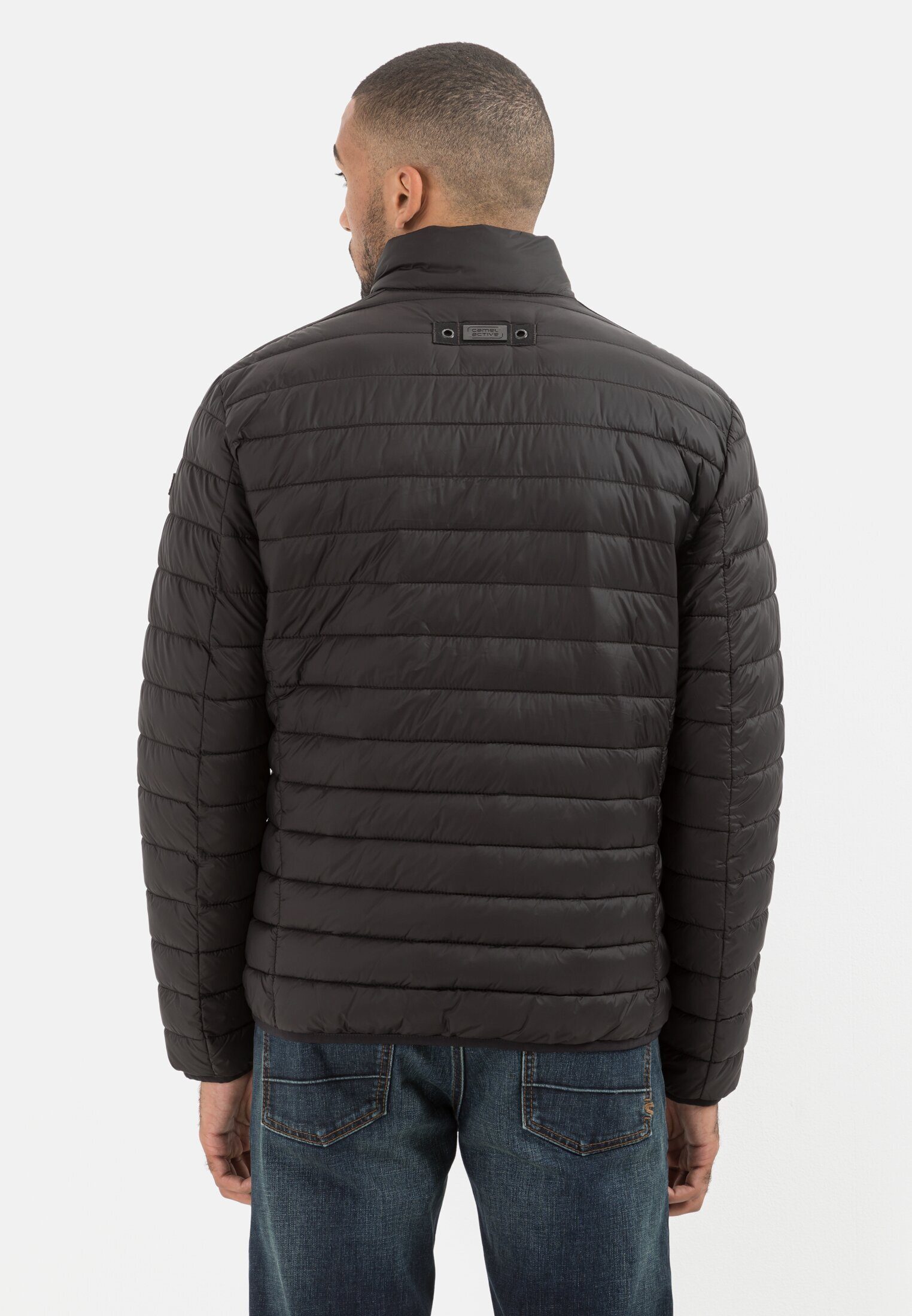 camel active Blouson aus recyceltem Material Langarm Stehkragen Markenlabel günstig online kaufen