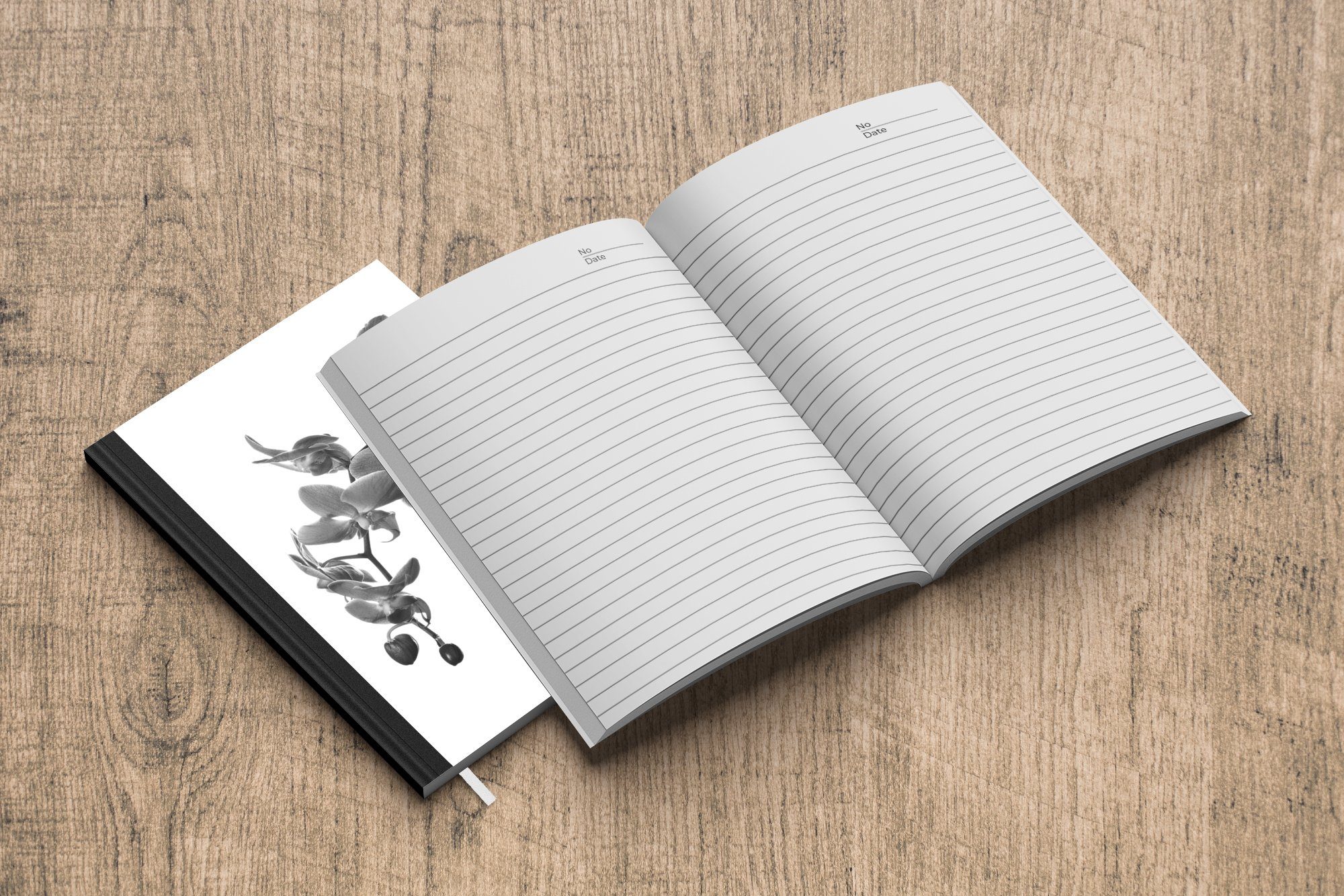 - Hintergrund Notizbuch A5, weißem MuchoWow Tagebuch, 98 schwarz und Orchidee Journal, weiß, vor Notizheft, Merkzettel, Seiten, Haushaltsbuch