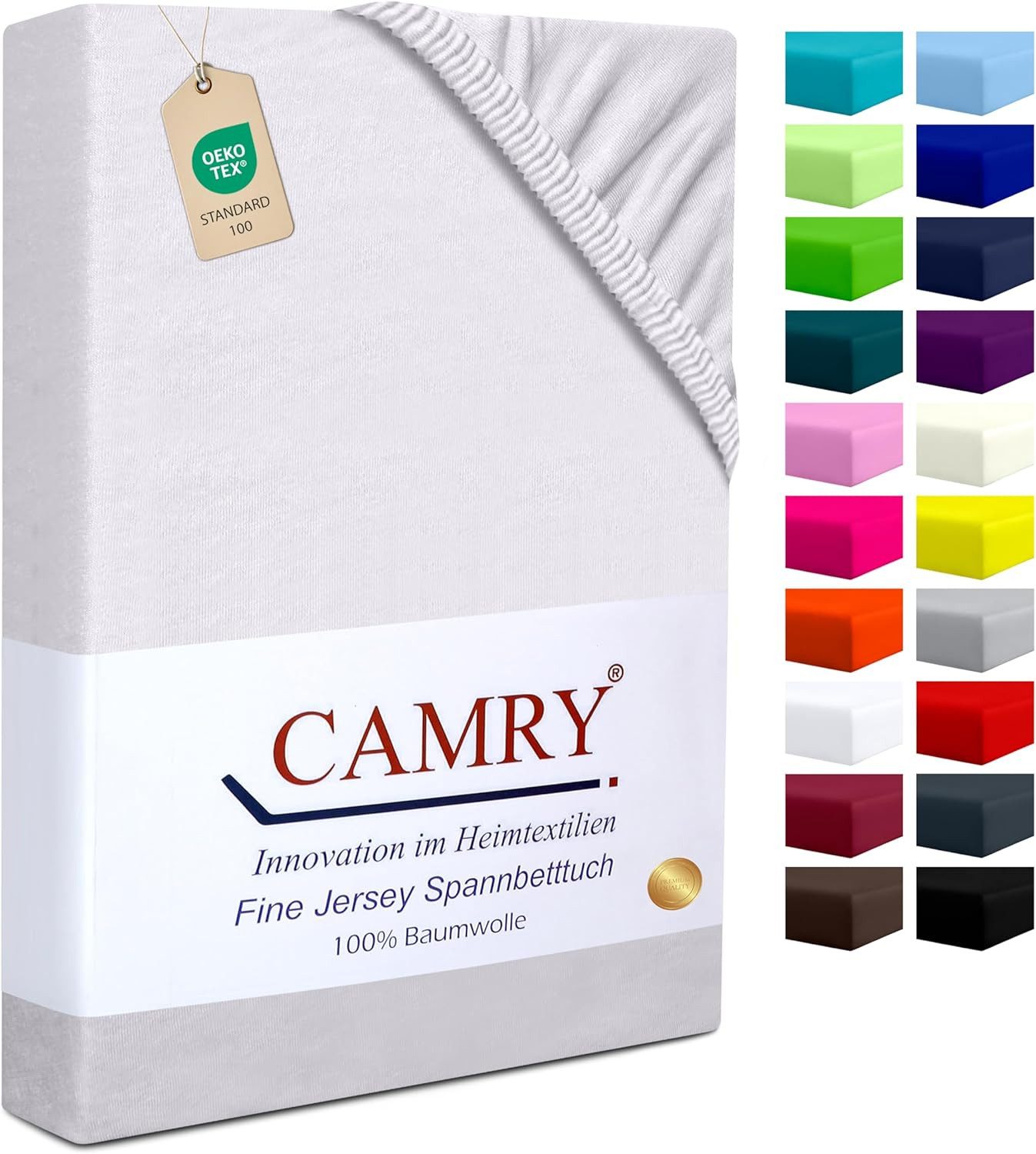 Camry Spannbettlaken CLASSIC Jersey 100% Baumwolle Spannbetttuch atmungsaktiv Gummizug, Jersey Baumwolle, Gummizug: rundum, 100% Baumwolle, alle Matratzenhöhen, atmungsaktiv, pflegeleicht