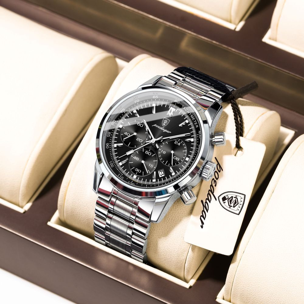 POEDAGAR Quarzuhr Poedagar Herren-Armbanduhr Chronograph Quarz Edelstahl 921