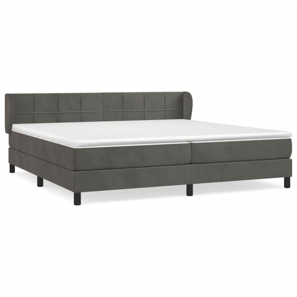 Boxspringbett 200 x 200 cm Boxspringbett mit Matratze Dunkelgrau 200x200 cm Samt Bet
