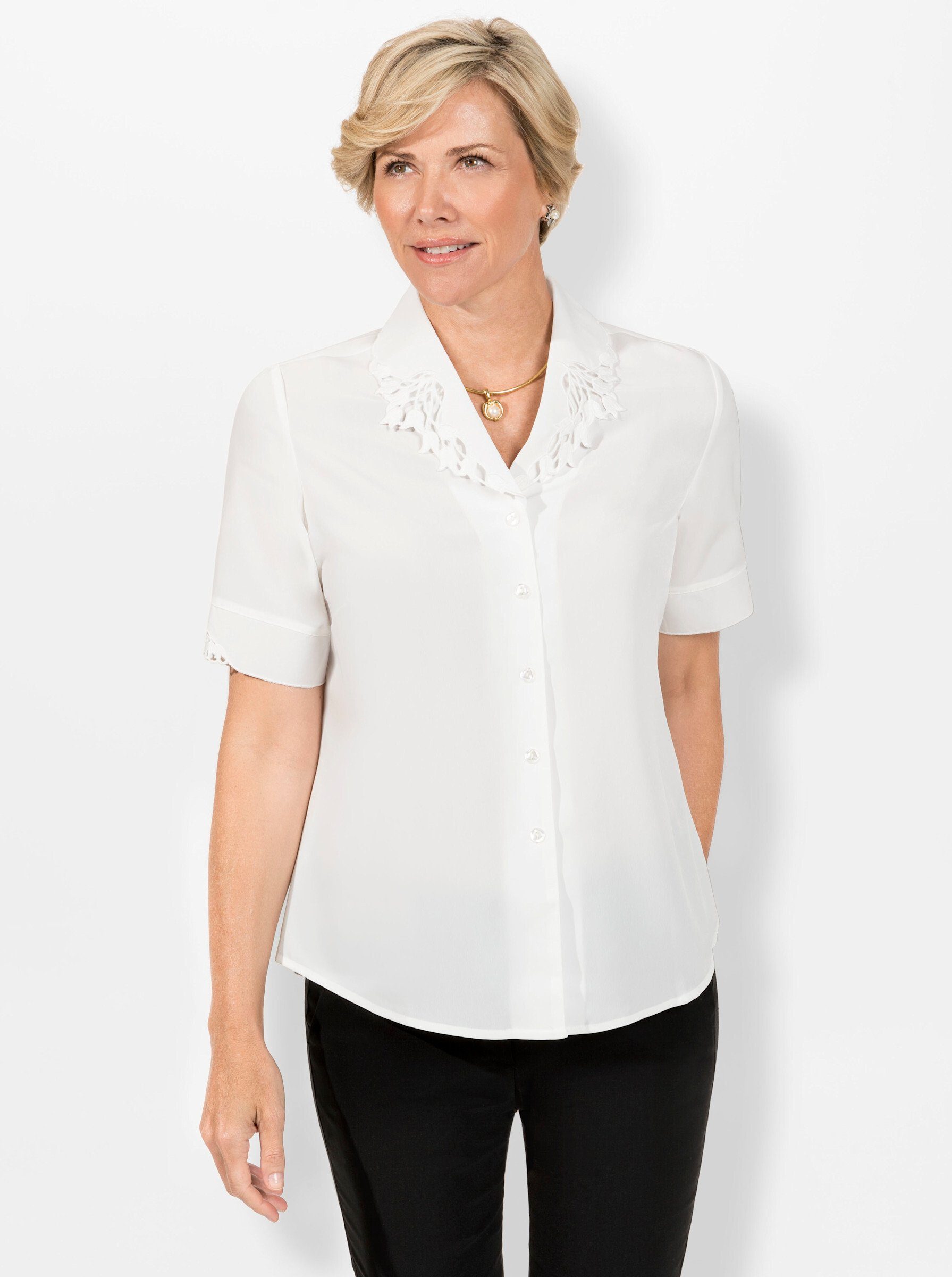 Klassische Bluse Bluse Kurzarm