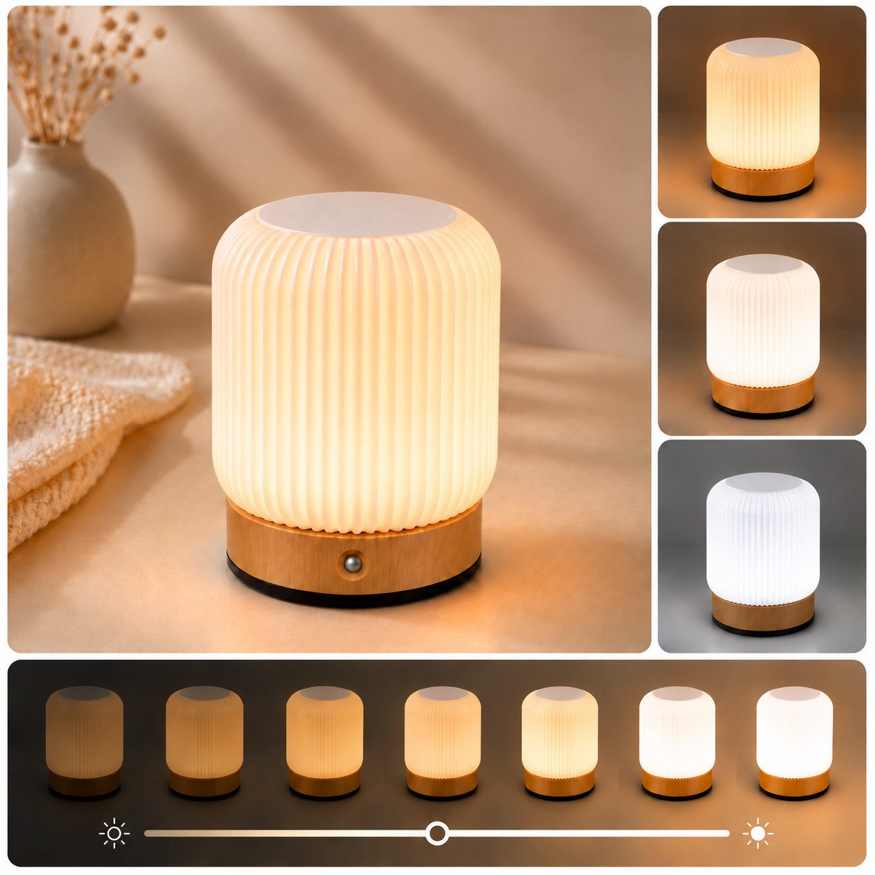 ibettertec LED Nachttischlampe LED Nachtlicht Nachttischlampe Touch-Lampe,USB,Dimmbar, LED fest integriert, stufenlos dimmbar, Soft-Light-Touch-Steuerung,Nachtlicht für Kinder,3 Helligkeitsstufen
