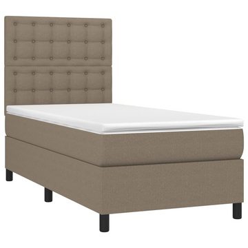 vidaXL Bettgestell Boxspringbett mit Matratze LED Taupe 100x200 cm Stoff Bett Bettgestel