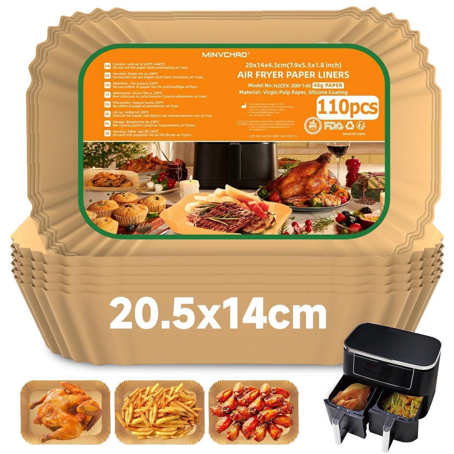 LuxusKollektion Backpapier Backpapier Heißluftfritteuse Dual Zone 110 Stück 20,5x14cm Rechteckig