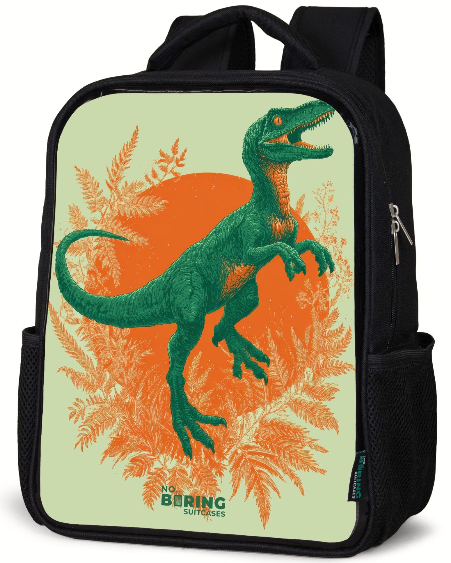 Rucksack Grüner Dino zwischen Farnen