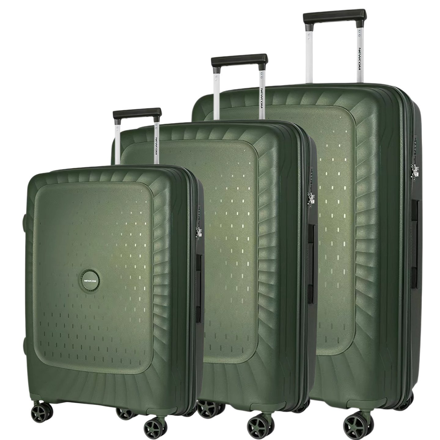 Super Solu Kofferset Hartschalenkoffer Set (M,L,XL) aus PP-Polypropylen, Erweiterbar, TSA, 4 Rollen, (Koffer Set, 3 tlg., Grün), Robustes Öko-PP, Diebstahlschutz, Dehnfalte & Alu-Stange