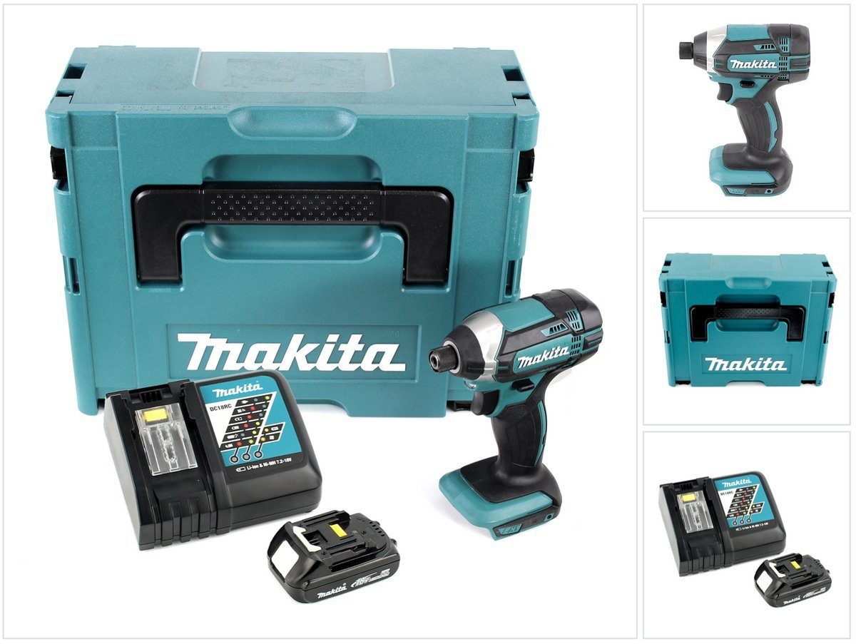 Makita Akku-Schlagschrauber Makita DTD 152 RY1J 18V Li-Ion Akku Schlagschrauber im Makpac + 1x BL 1815 N 1,5 Ah Li-Ion Akku + 1x DC 18 RC Schnell Ladegerät für Li-Ion Akku