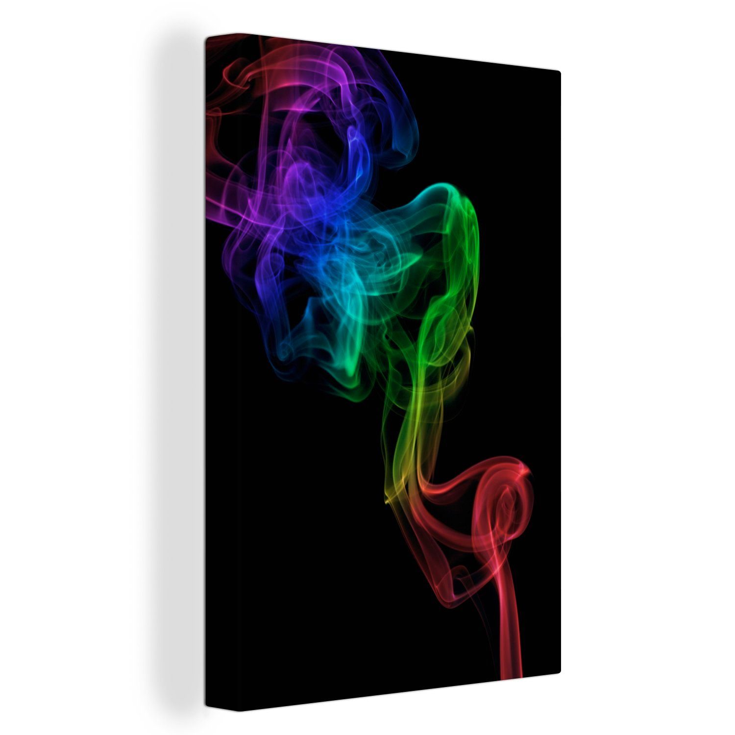 OneMillionCanvasses® Leinwandbild Nahaufnahme eines bunten Rauchwirbels, (1 St), Leinwandbild fertig bespannt inkl. Zackenaufhänger, Gemälde, 20x30 cm