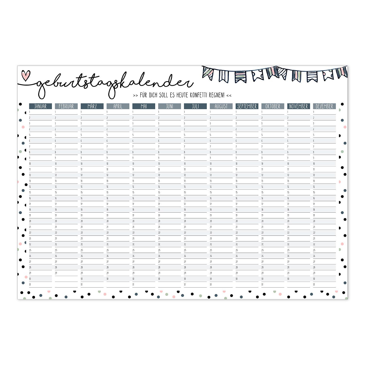 Timr Platzset Geburtstags-Wandkalender günstig online kaufen