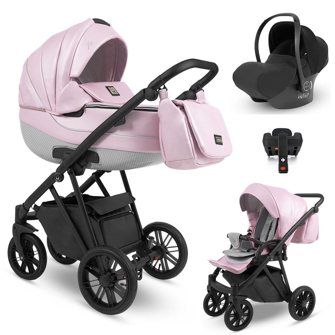 BabyMerc Kombi-Kinderwagen Vip Lux 5 in 1 inkl. Sportsitz, Autositz und Iso Base in 8 Farben