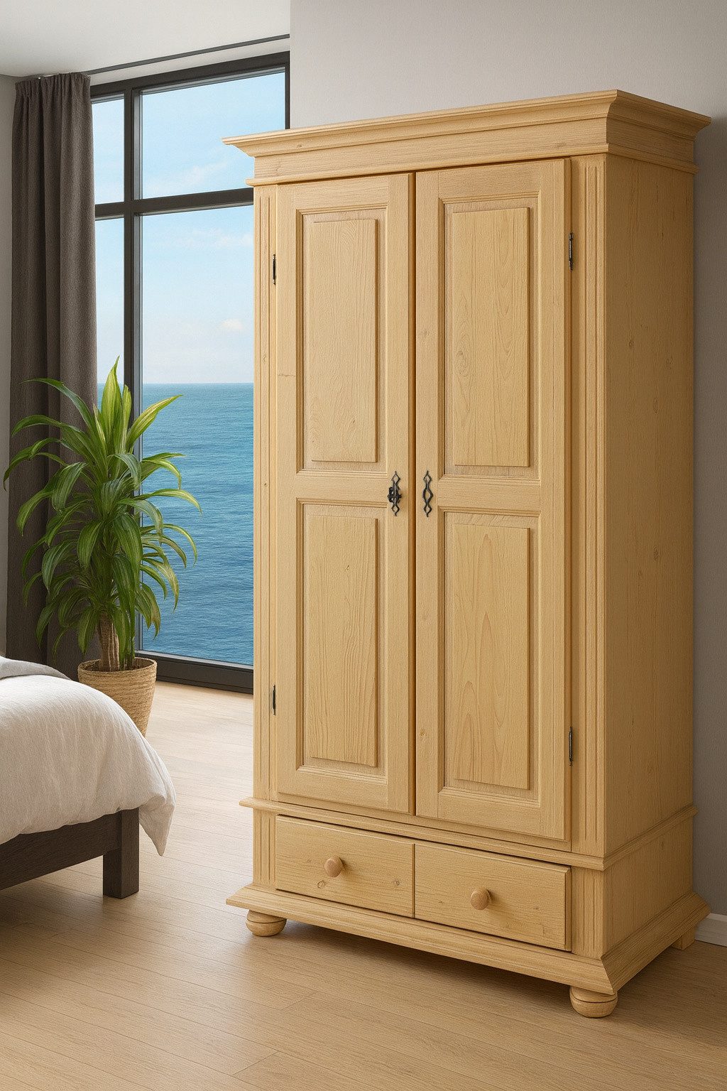bv-vertrieb Kleiderschrank Kleiderschrank Fichte natur Mehrzweckschrank Garderobenschrank #3404