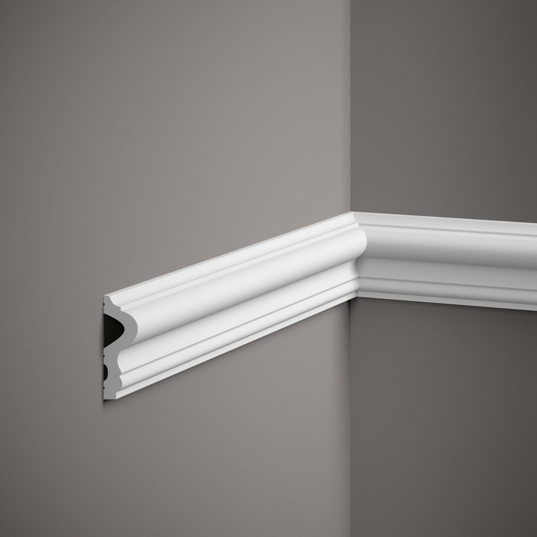 Mardom Zierleiste Wandleiste MD346 Polyforce 23 x 61 x 2000 mm Weiß Deckenleiste Modern, Kleben, Polystyrol