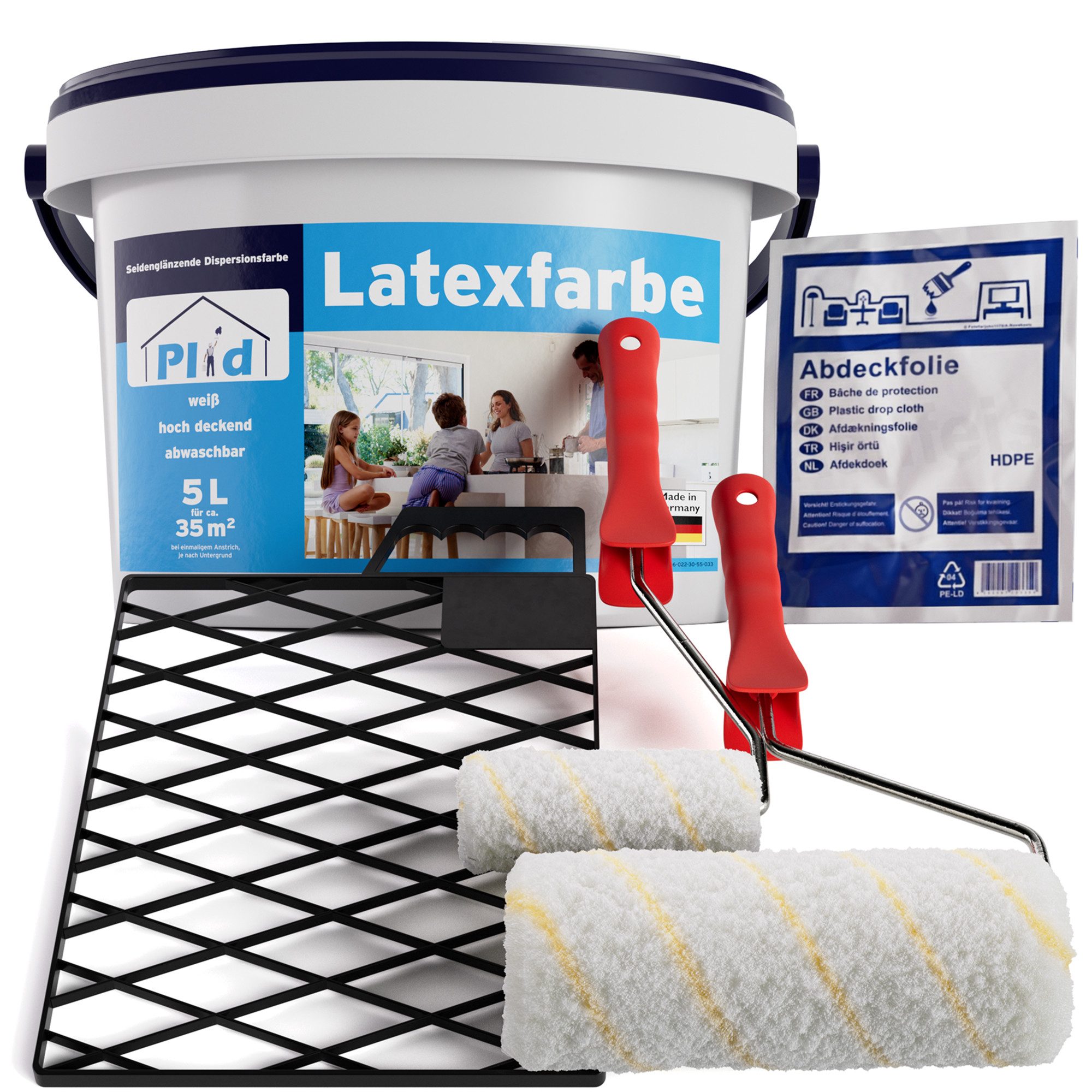plid Latexfarbe Latexfarbe abwaschbare Wandfarbe Küchenfarbe Innenfarbe Badfarbe, Schnelltrocknend, spritzarm, verarbeitungsfertig