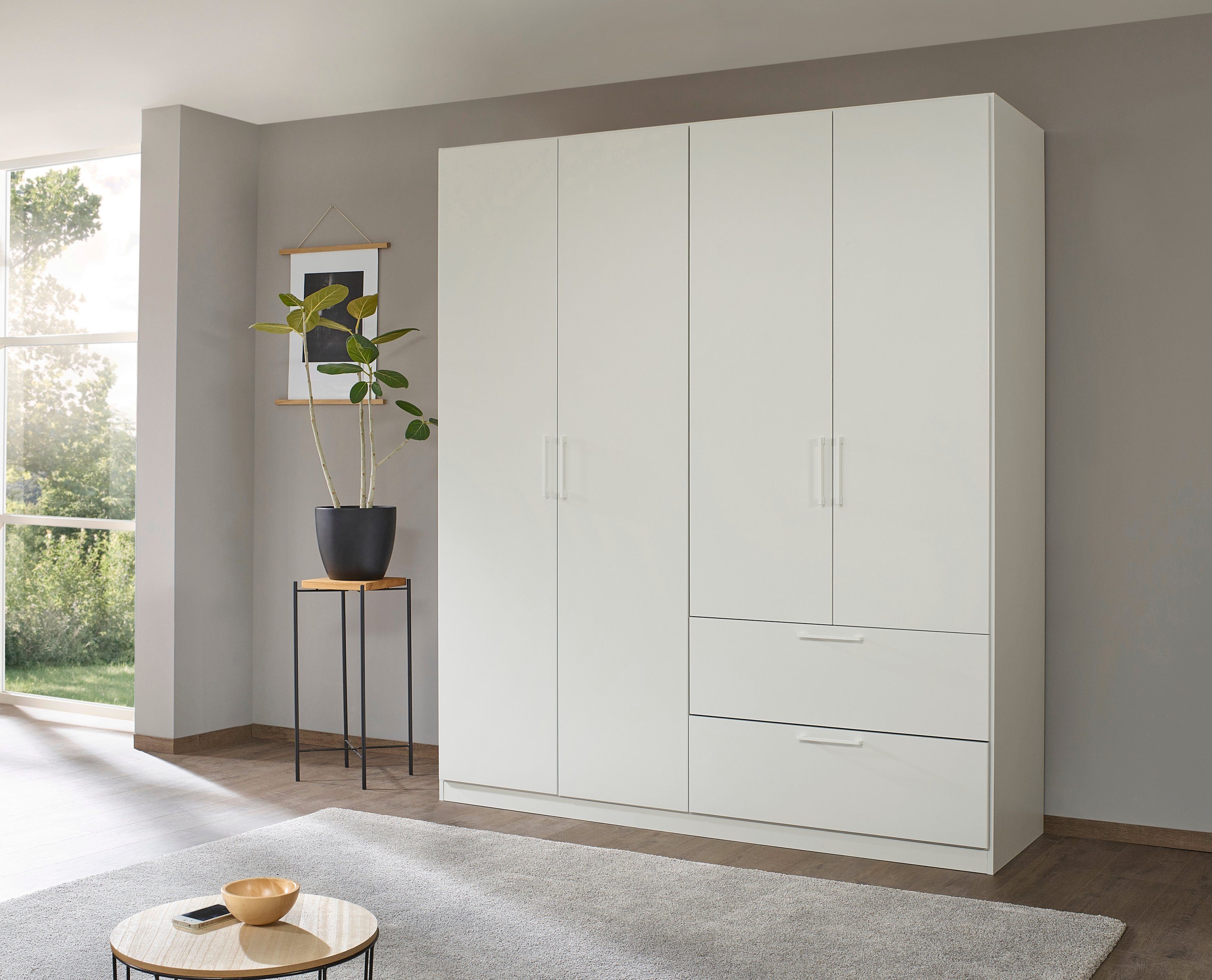 OTTO home Drehtürenschrank Kleiderschrank Schrank Garderobe Wäscheschrank CHALLENGER (Breiten 181/226 cm, Höhen 197/210 cm) Metallgriffe in Graumetallic und geräumige Schubladen MADE IN GERMANY