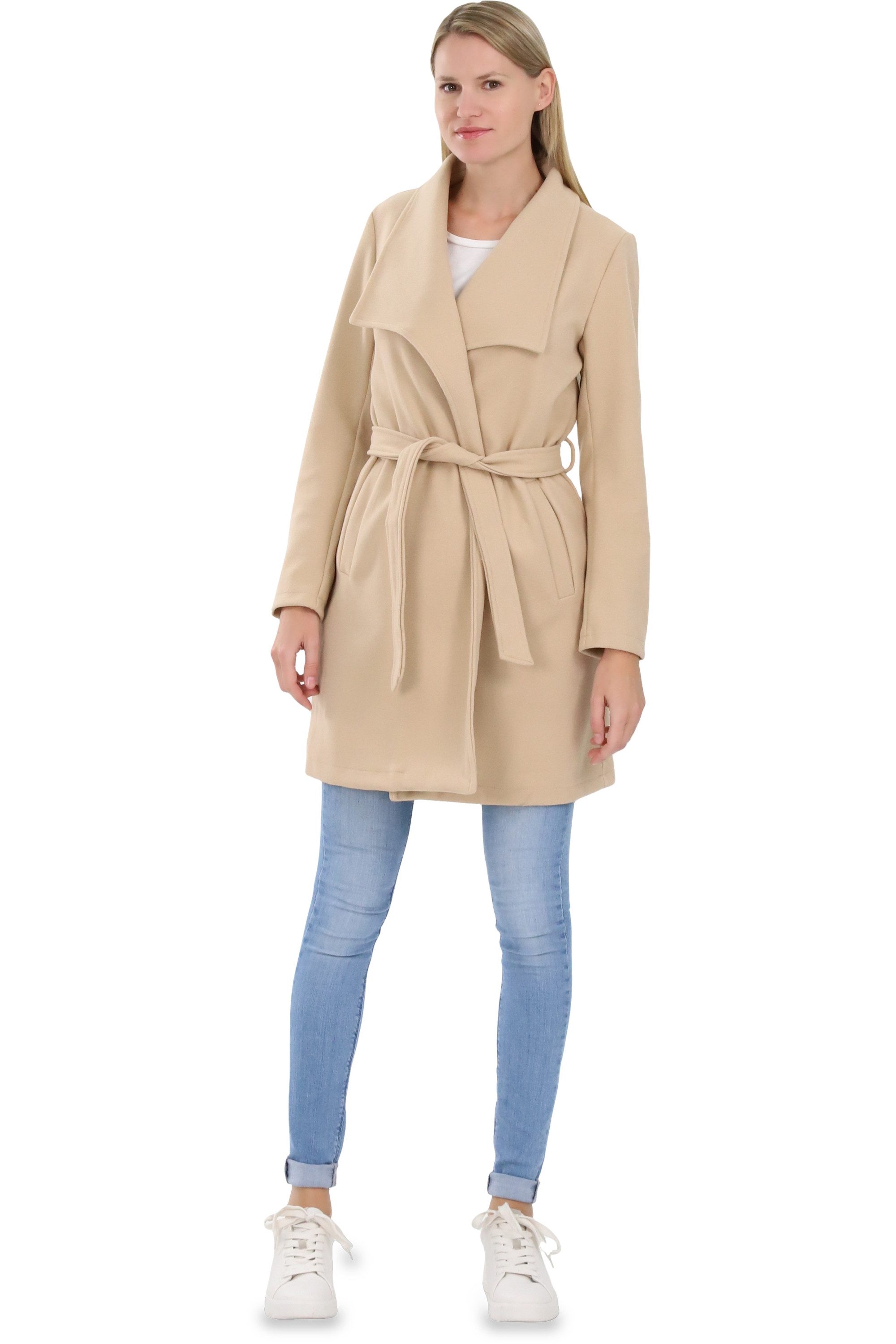 malito more than fashion Langmantel malito Damen Trenchcoat, schicker Wintermantel, klassische Jacke langer Trenchcoat Longjacke Übergangszeit