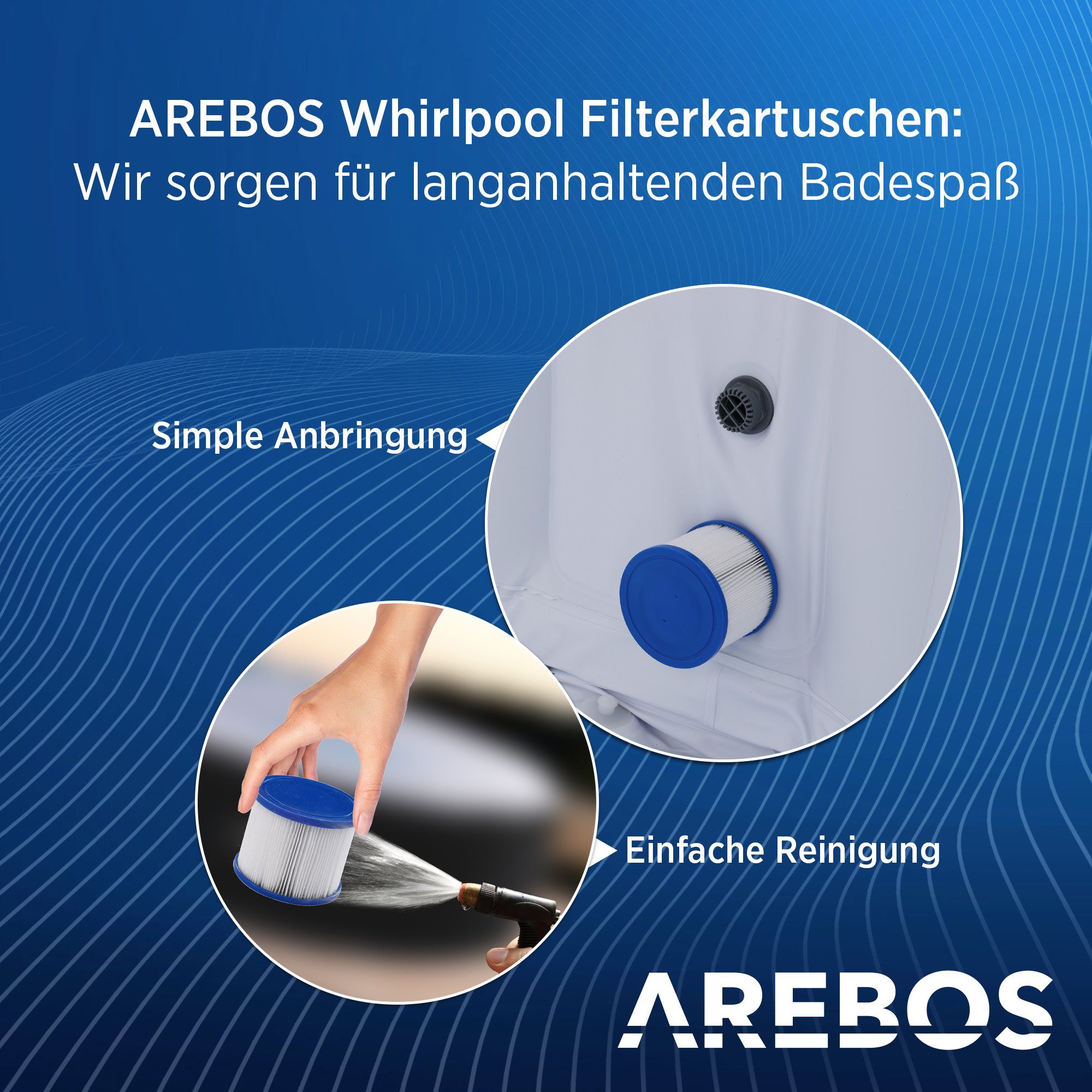 Arebos Pool-Filterkartusche Poolfilter, 6x Filterkartuschen, Spa, Whirlpools, Zubehör für Whirlpool, Passend für Whirlpools