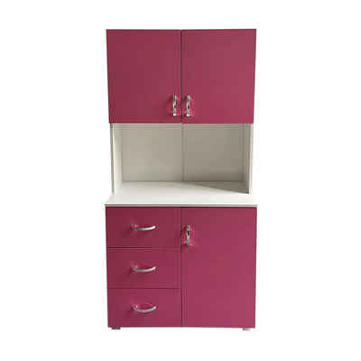 HTI-Living Kinderkleiderschrank Kinderzimmerschrank Pink Weiß (Stück, 1-St., 1 Schrank) Kleiderschrank Bücherregal 6 Regalfächer 3 Schubladen