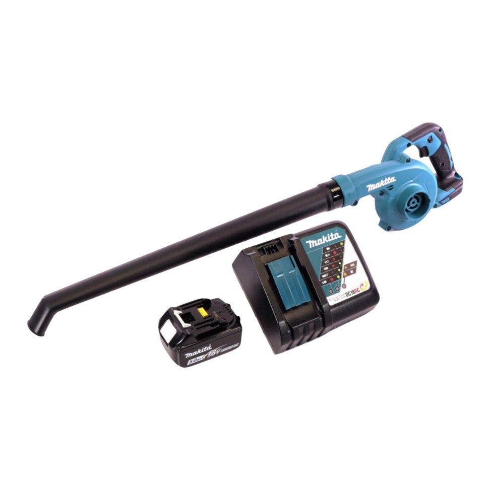 Makita Akku-Laubbläser DUB 186 RT Akku Gebläse Laubbläser 18 V + 1x Akku 5,0 Ah + Ladegerät
