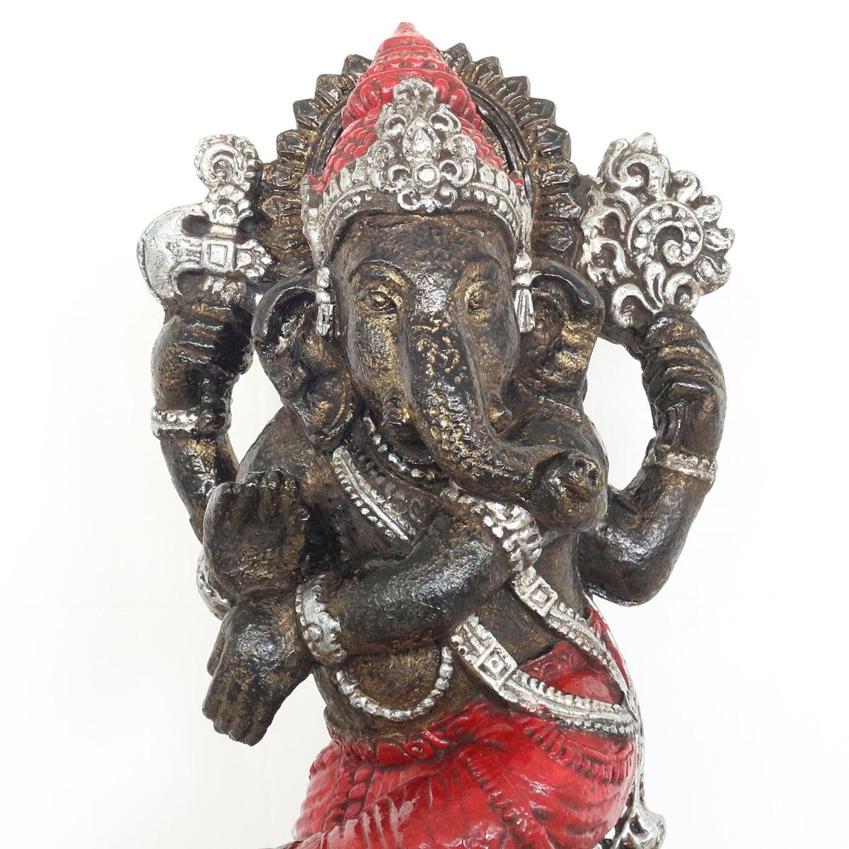 Oriental Galerie Dekofigur (1 Handarbeit Rot in im stehend Herstellung Gold Resin Ganesha cm traditionelle 52 Figur Elefant Ursprungsland St)