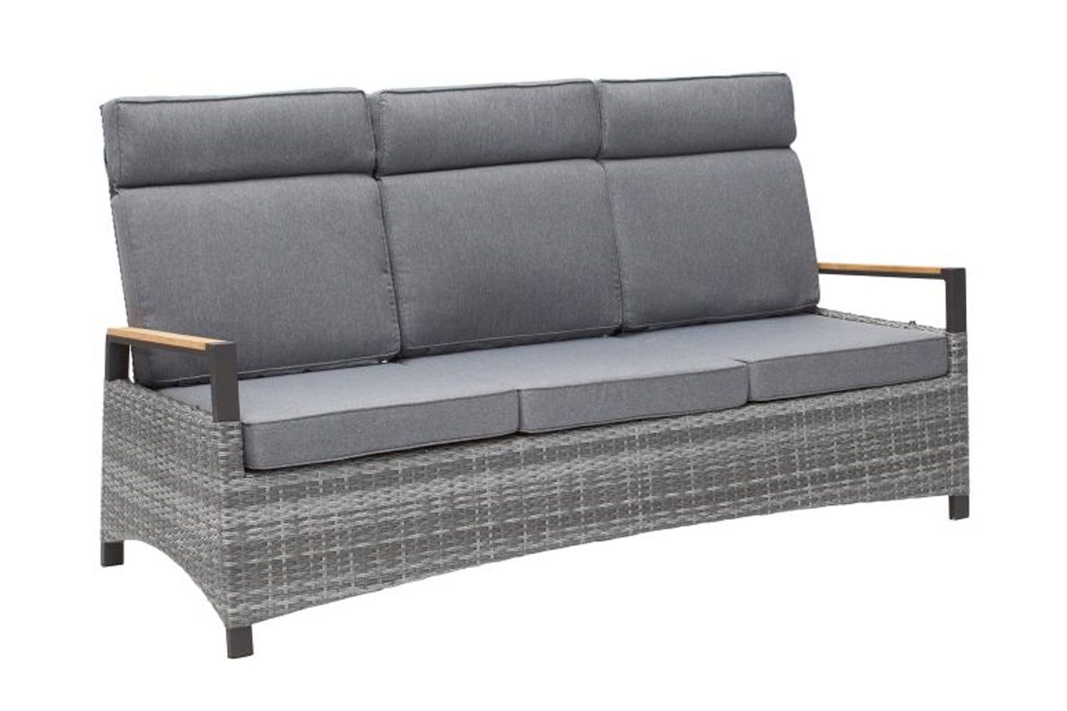 dasmöbelwerk Loungesofa Loungesofa Nizza 3-Sitzer Gartensofa mit Polster Relaxsofa Rope grau