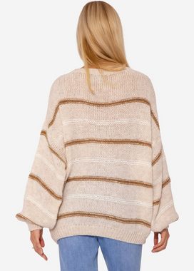 SASSYCLASSY Strickpullover Oversize Pullover Damen aus weichem Grobstrick Lässiger Strickpullover mit weitem Rundhalsausschnitt Made in Italy