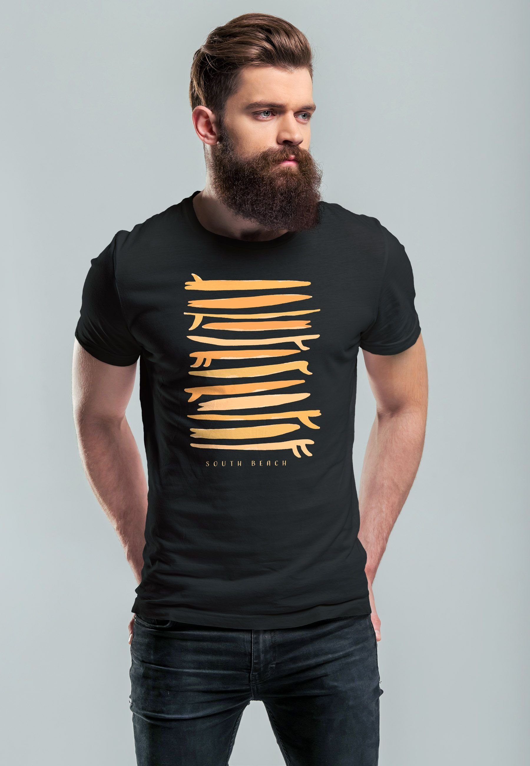 Neverless Print-Shirt Herren T-Shirt Surfboards South günstig online kaufen
