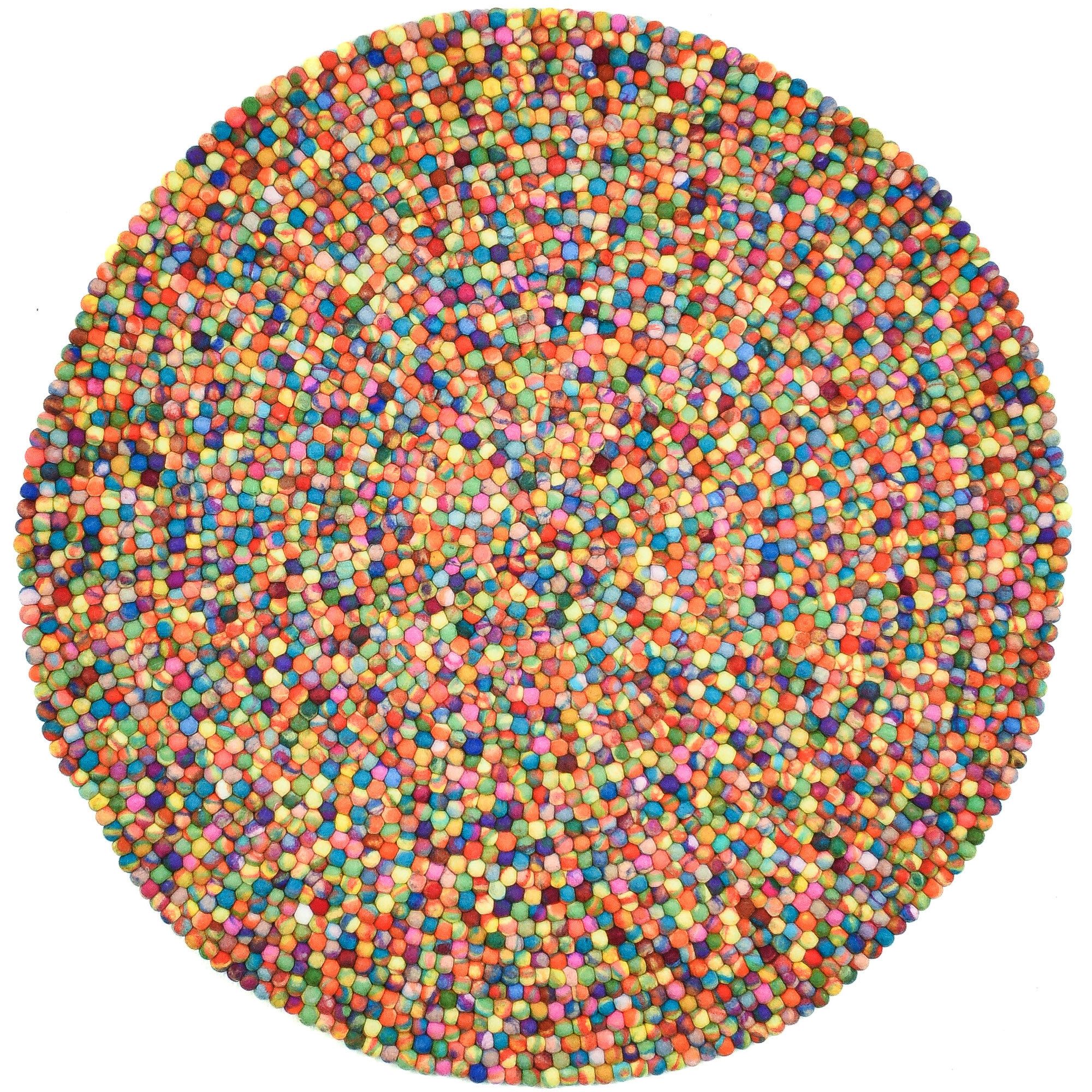 THEKO Wollteppich Felty 2.2, handgefertigt, rund, Höhe: 22 mm, Filzkugel-Teppich, reine Wolle, auch in rund & als Läufer