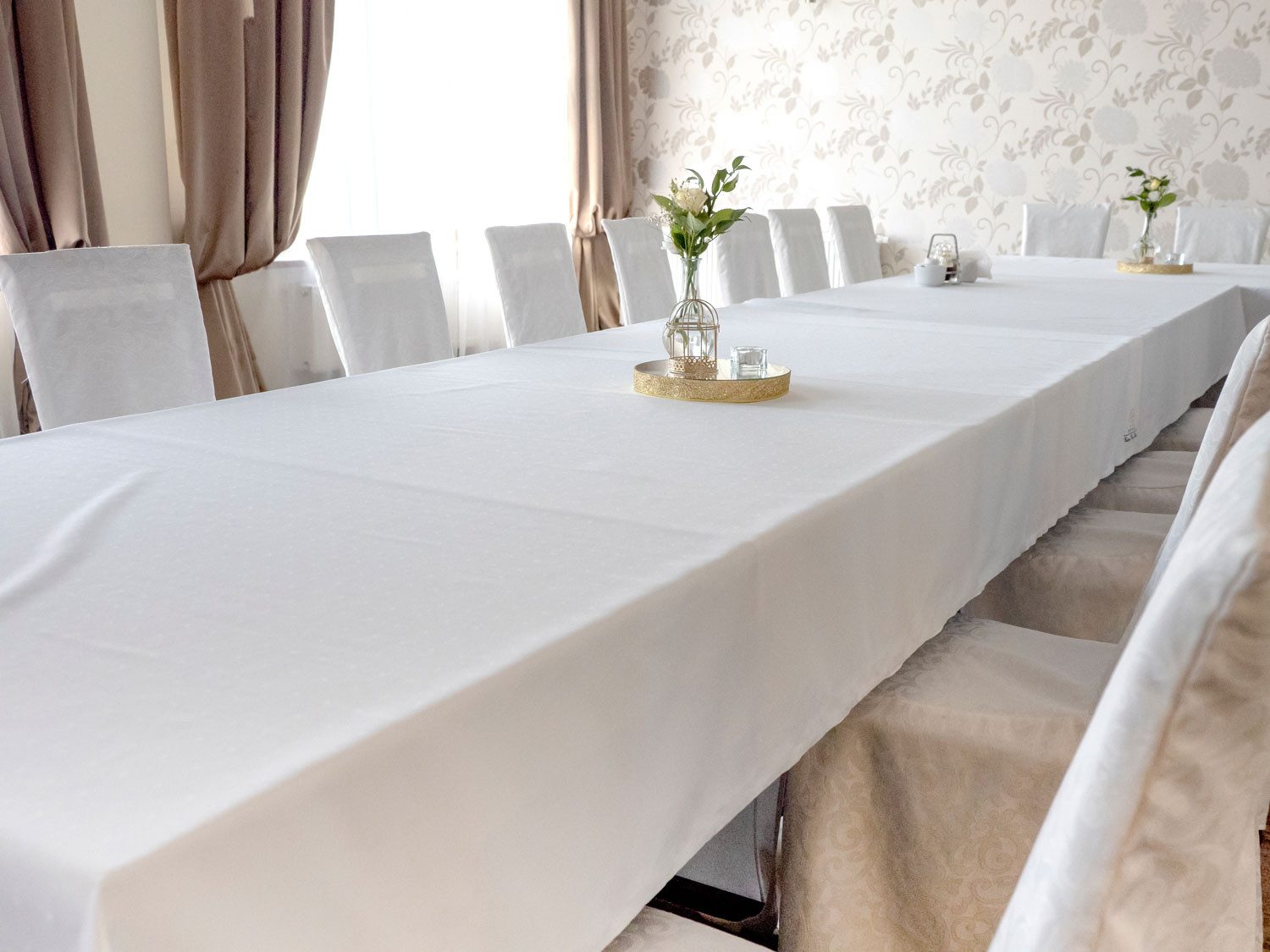 texpot Tischdecke Tafeltuch Atlaskante Breite 140 cm Damast weiß Baumwolle günstig online kaufen